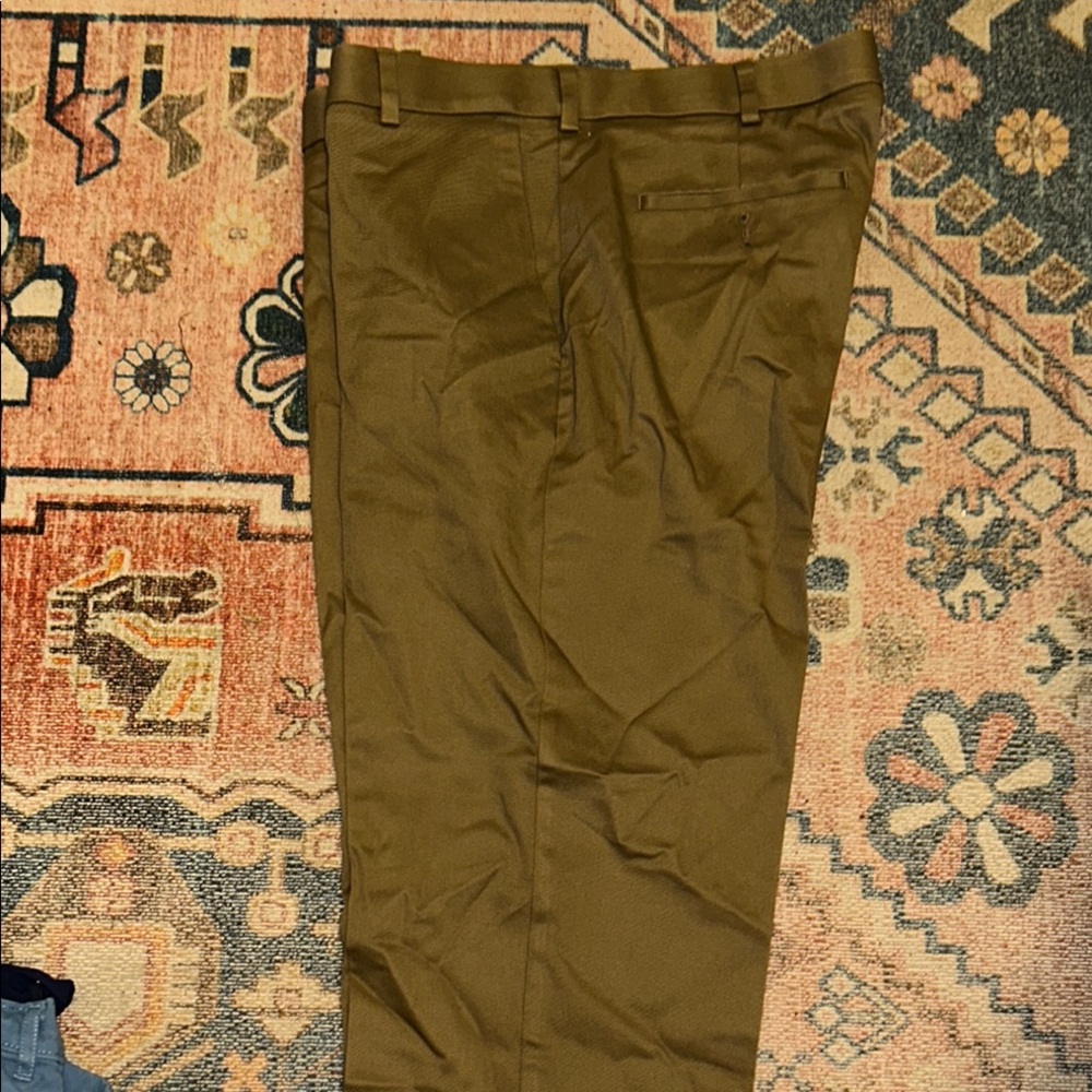 Brown Dress Pants with Flat Front Design